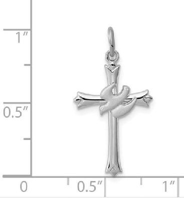 Sterling Silver Holy Spirit Cross 
Rhodium Plated
23mmx14mm  
