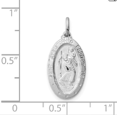 Sterling Silver 
St. Christopher Medal
Rhodium Plated  