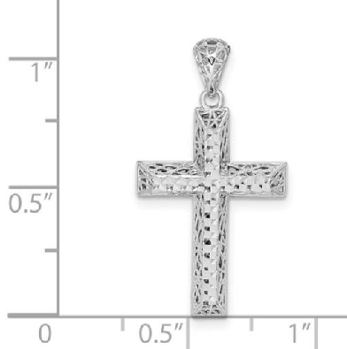 Sterling Silver
Diamond Cut Cross
Rhodium Plating
15mmx24mm  