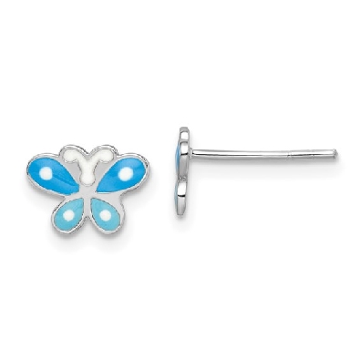 Enameled Butterfly Earrings - Sterling Silver  