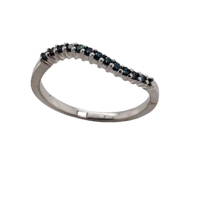 Stackable Ring with Blue Diamonds
10KT WG 

Sizing charges not i...