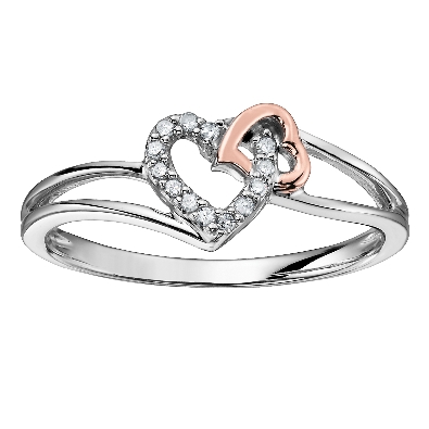 Entwined Hearts Diamond Ring 0.054ctw
10KT White and Rose Gold

...
