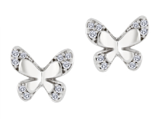 Diamond Butterfly Earrings 0.10ctw 
10KT White Gold  