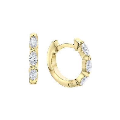 Marquise-Cut Diamond Hoop Earrings 0.21ctw
10KT White; Rose or Yel...