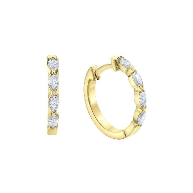 Marquise-Cut Diamond Hoop Earrings 0.28ctw
10KT Yellow Gold

(Av...