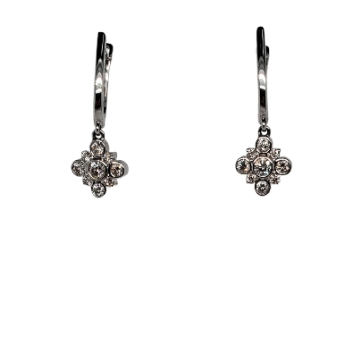 Dangling Flower Earrings 0.51ctw 14KT WG   