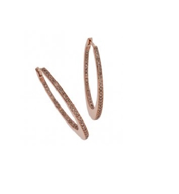 Diamond Hoop Earrings in 14KT Rose Gold  