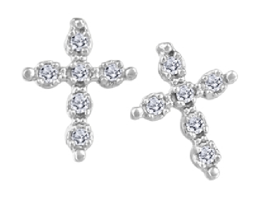 Diamond Cross Earrings in 10KT White Gold  0.06ctw  