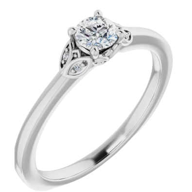 Accented Diamond Engagement Ring 0.27ctw (0.25ct center)
14KT Whit...