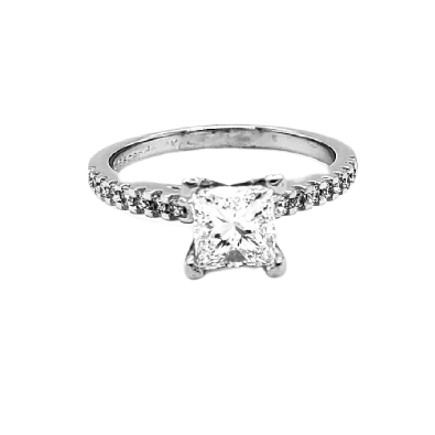 Princess Cut Diamond Ring 1.10ctw
14KT WG 


0.99ct Centre; VS2...