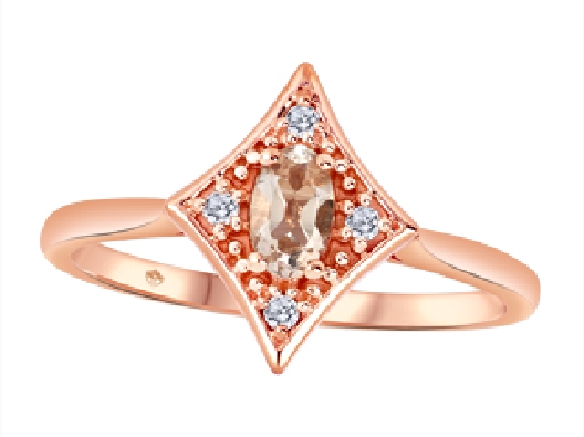 Morganite &amp; Diamond Ring 0.04ctw
10KT Pink Gold

5x3mm Oval Morg...