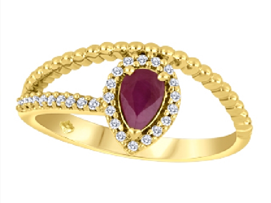 Ruby &amp; Diamond Ring 0.09ctw
10KT White Gold  (Pictured in Yellow G...