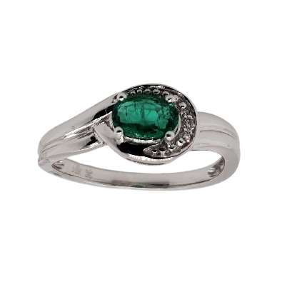 10KT WG Emerald &amp; Diamond Ring  0.01ctw


* Ring sizing charges ...