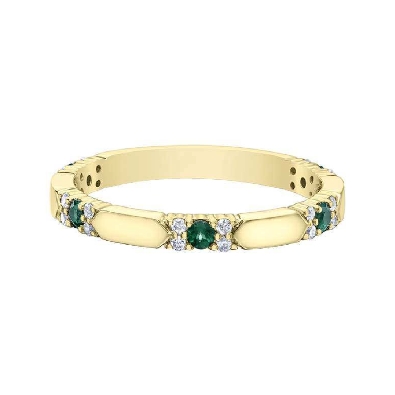 Emerald and Diamond Ring 0.13ctw
10KT Yellow Gold  