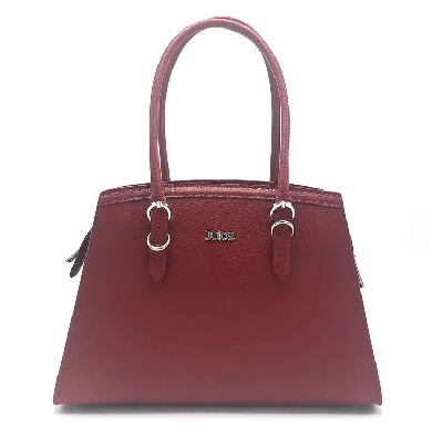 Tumbled Genuine Leather Shoulder Bag in Dark Red
Made in Italy. 
...