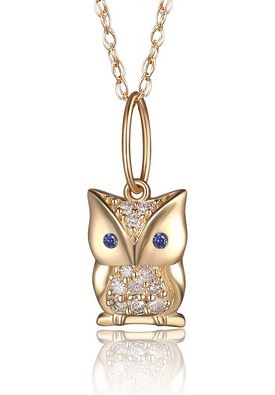 Reign Pendant
10kt Yellow Gold and Diamond Owl
Synthetic Blue Eyes  