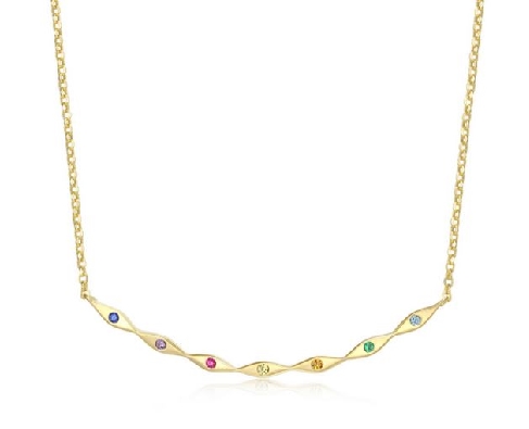 Reign
Rainbow Curved Bar Necklace
Created &amp; Synthetic Stones
Sil...
