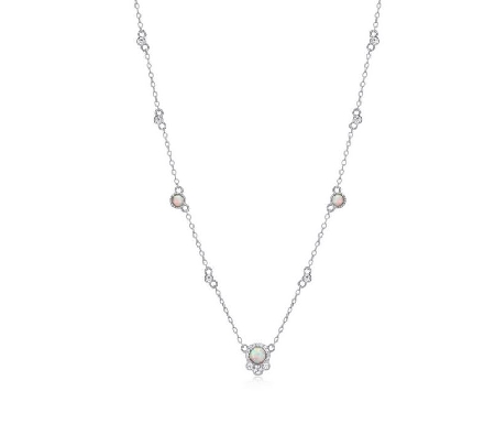 Reign 
Diamondlite CZ
Created Opal Necklace
w/CZ Stations
Silve...