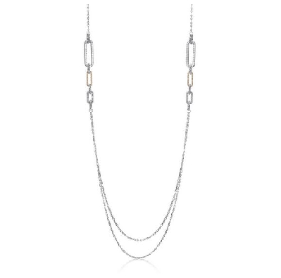Charles Garnier 
  Paperclip   Link Necklace
Rhodium Plated &amp; Gol...