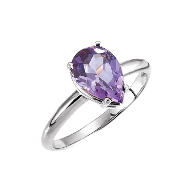 Pear Amethyst Solitaire Ring
Sterling Silver

9x6 mm Amethyst  