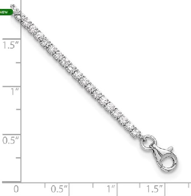 Sterling Silver Anklet
2mm CZ
Rhodium Plated
 9  + 1    