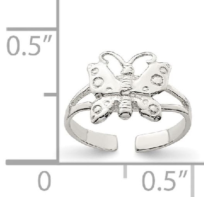 Sterling Silver 
Fancy Butterfly Toe Ring
Anti-Tarnish Coating  