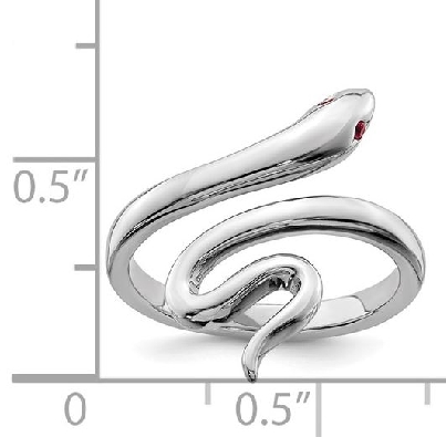 Sterling Silver 
Snake Toe Ring
w/ Synthetic Ruby
Rhodium Plated  