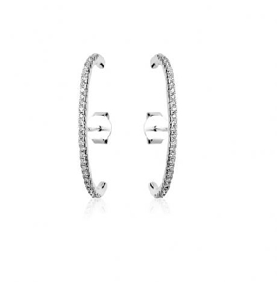 Sterling Silver 
In/Out Curved Bar Stud Earrings
w/CZ
Rhodium  P...