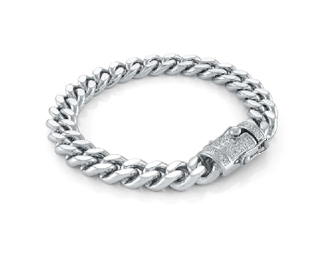 Italgem 
Steel Bracelet 
Cuban Link
w/ CZ
10mm
8.5    