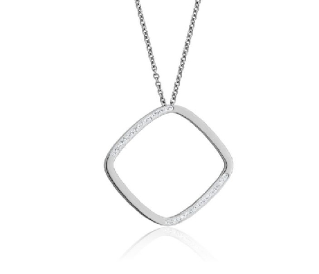STEELX
Square Necklace
w/Preciosa White Stone 
17+2    