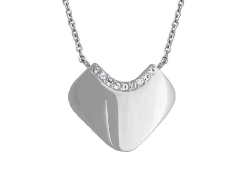 STEELX
Cleopatra Style Heart Necklace
w/ Clear Stone 
16.25+2    