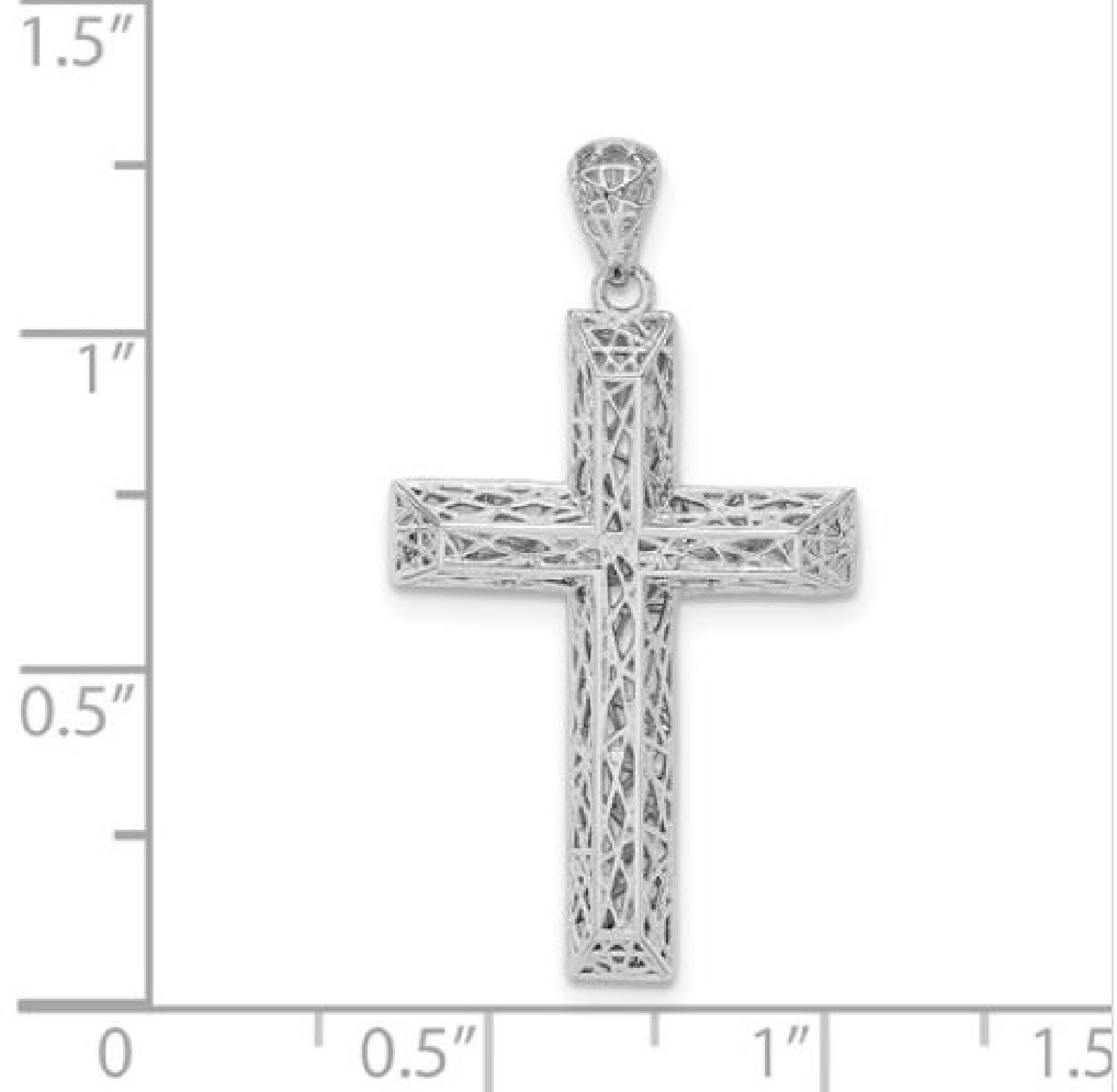 Sterling Silver
Polished Hollow Cross
Rhodium...