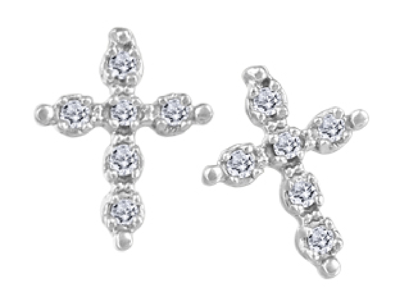 Diamond Cross Earrings in 10KT White Gold  0.06...