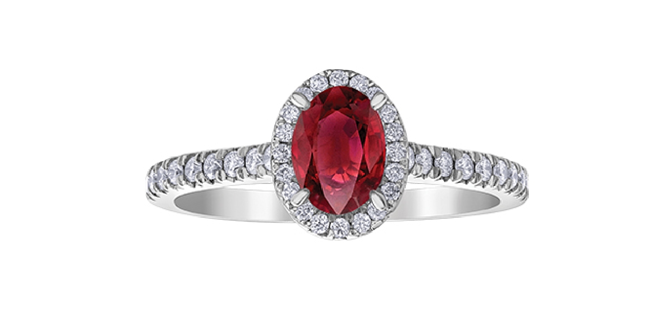 Ruby and Diamond Halo Ring
0.26ct
10KT WG

...