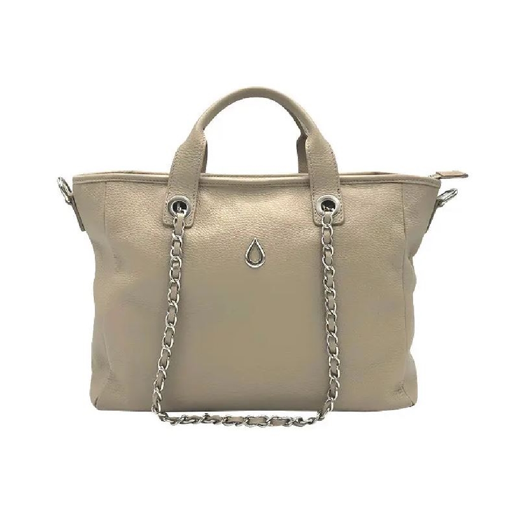 Tumbled Genuine Leather Shoulder Bag in Taupe
...