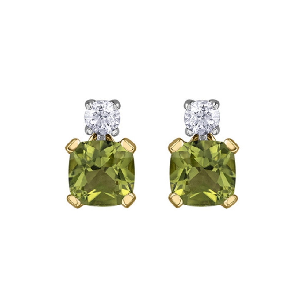 Peridot and Canadian Maple Leaf Diamonds&trade; Ear...