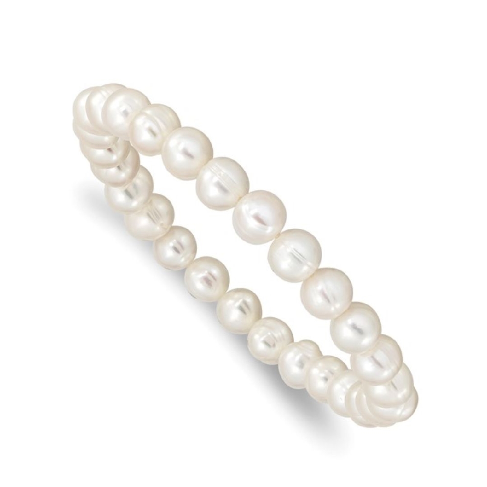 White Freshwater Cultured Pearl Stretch Bracele...