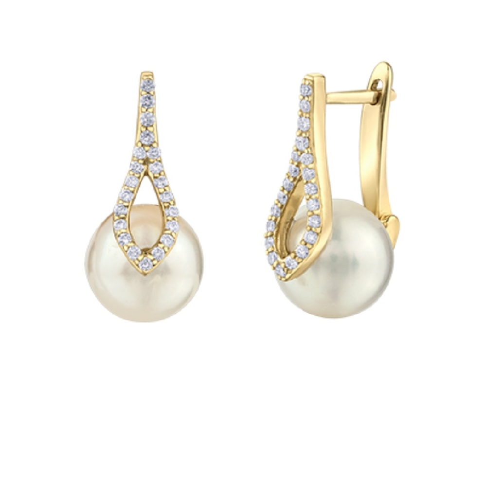 Pearl and Diamond Earrings 0.18ctw
10KT Yellow...