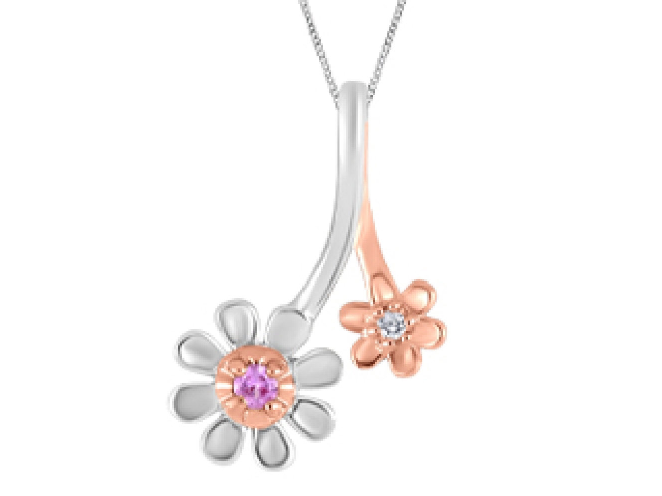 Diamond &amp; Pink Sapphire Flower Pendant 0.0075ct...