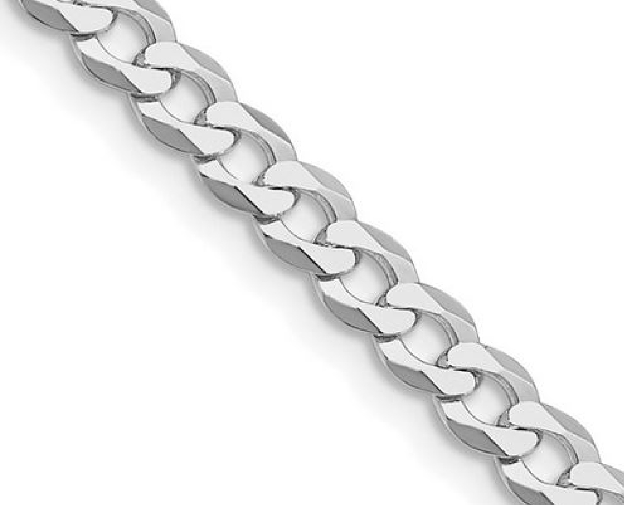 Sterling Silver
4.5mm Flat Curb Chain
Rhodium...