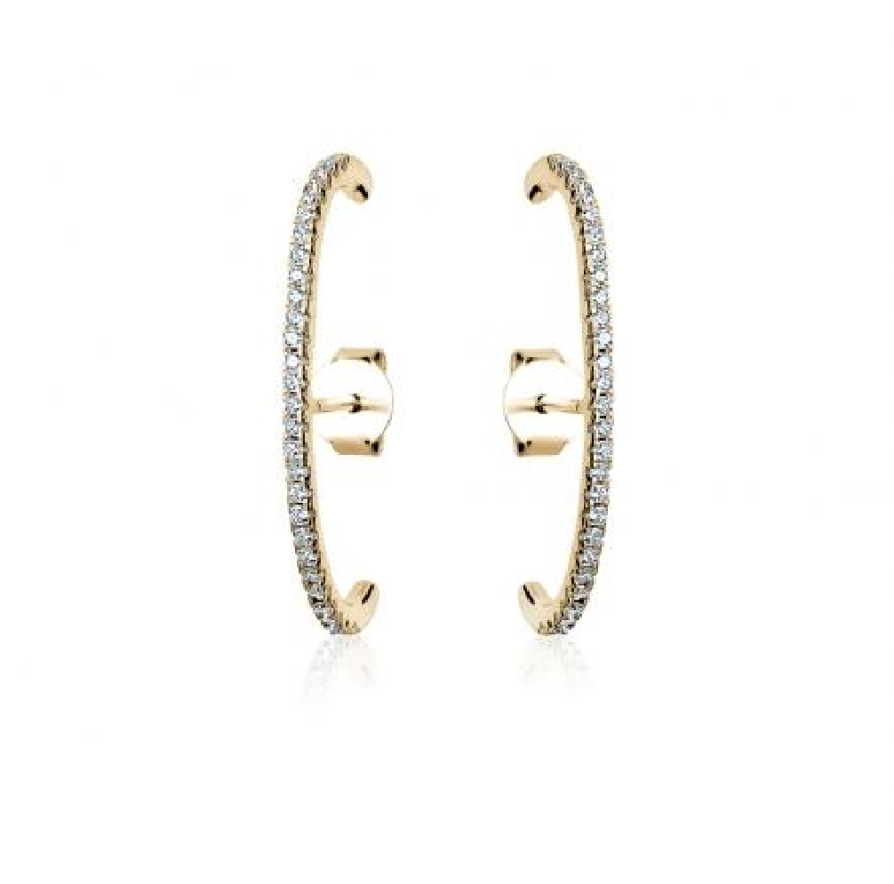 Sterling Silver 
In/Out Curved Bar Stud Earrin...