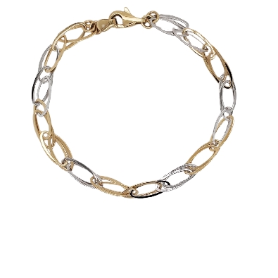 14KT 2-Tone Gold Fancy Link Bracelet  