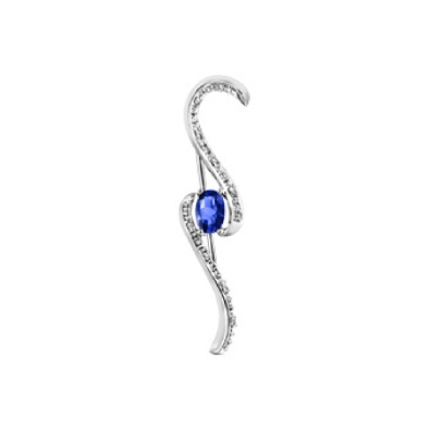 Iolite and Diamond Brooch 0.09ctw
10KT White Gold  