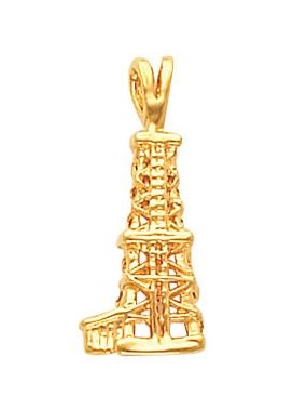 14KT YG or WG Oil Derrick Pendant 22x10mm
(Pictured in Yellow Gold)  