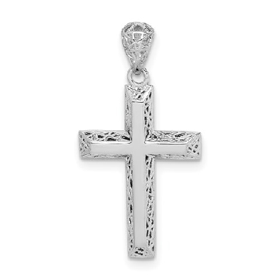 Sterling Silver Rhodium-plated Polished Cross Pendant  