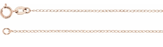 14K Rose 1 mm Solid Curb 16   Chain   