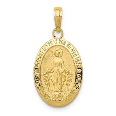 10K Yellow Gold Miraculous Medal Charm  