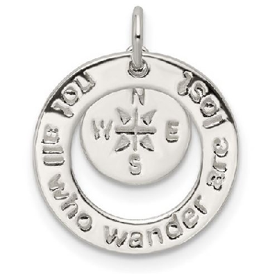 Sterling Silver Round NOT ALL WHO WANDER Are Lost Charm  