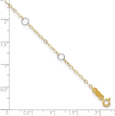 14K Two-tone Gold Anklet
Yellow Gold With White Gold Circle Statio...