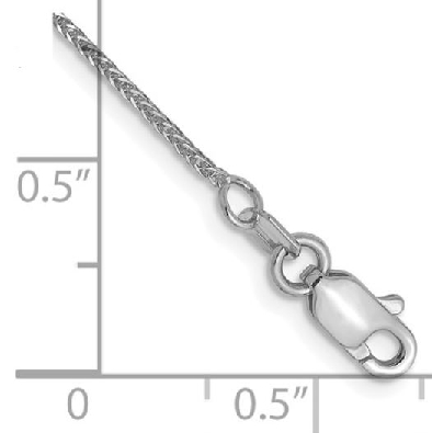 14K White Gold Anklet
.8mm Spiga Chain
Rhodium Plated
9  +1   Ext  
